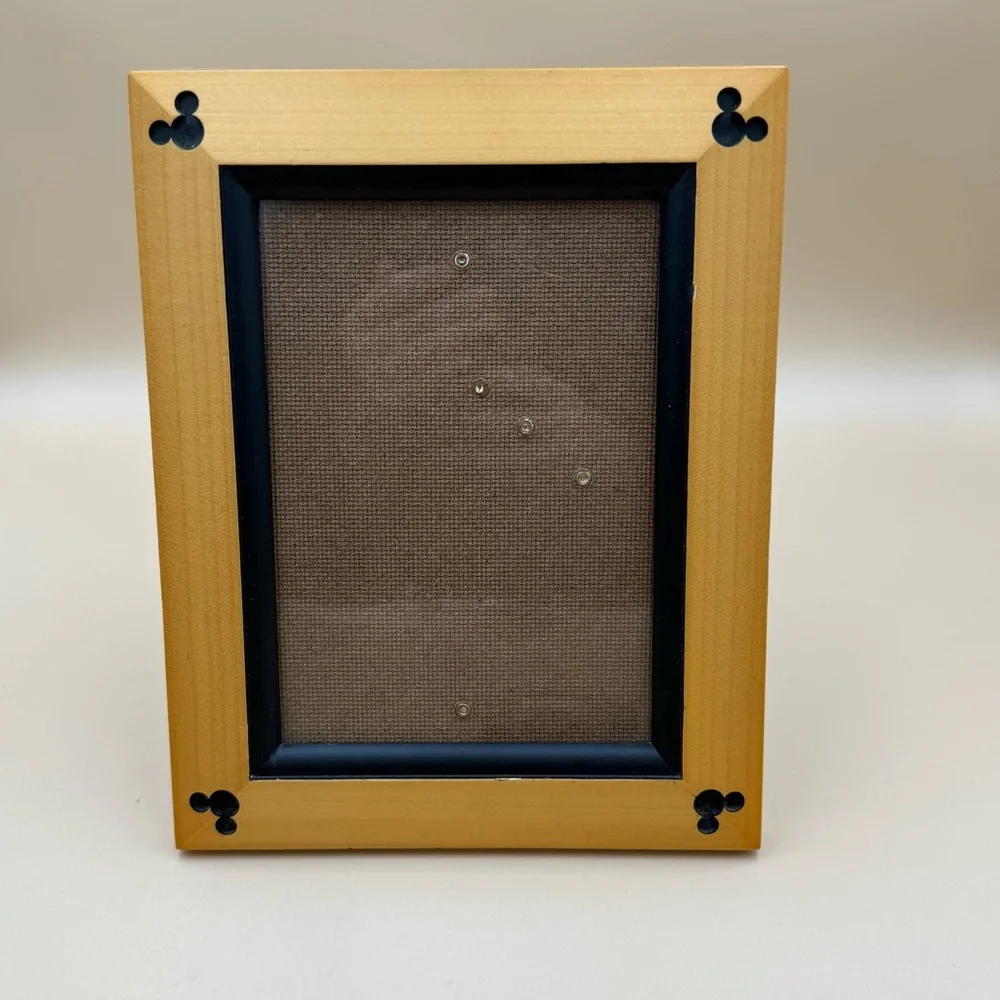 Walt Disney World Wood Picture Frame w/ Mickey Accents 5”x7” Frame Size